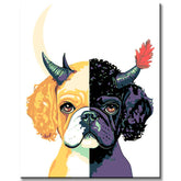 Painting by Numbers Art Half Angel Half Devil Dog